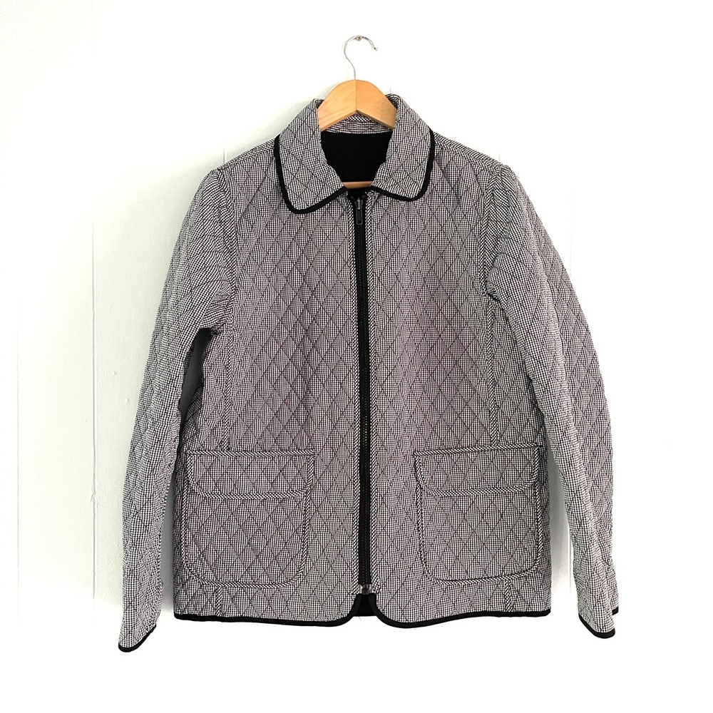 Blasport Reversible Quilted Houndstooth Jacket Black Lined Women’s Size S Zipper